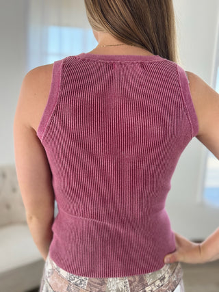 Mineral Washed Ribbed Tank