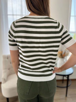 Split Neck Stripe Sweater