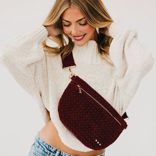 Woven Suede Sling Bag