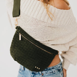 Woven Suede Sling Bag
