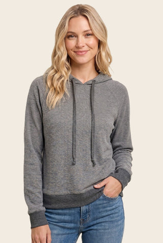 Micro-Striped Raglan Pullover Hoodie